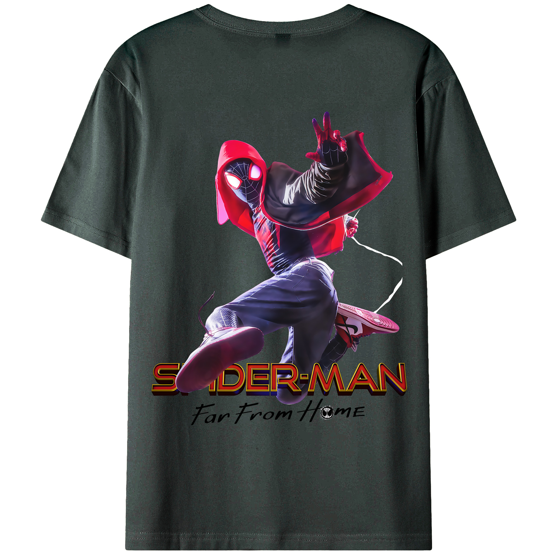 （画像用） Spider Man スパイダーマン 綿100％ メンズ半袖Tシャツ（バックプリント） 通気性